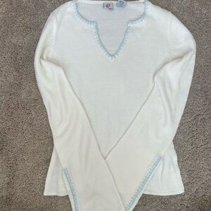 Vintage Knit Embroidered Long Sleeve Blouse